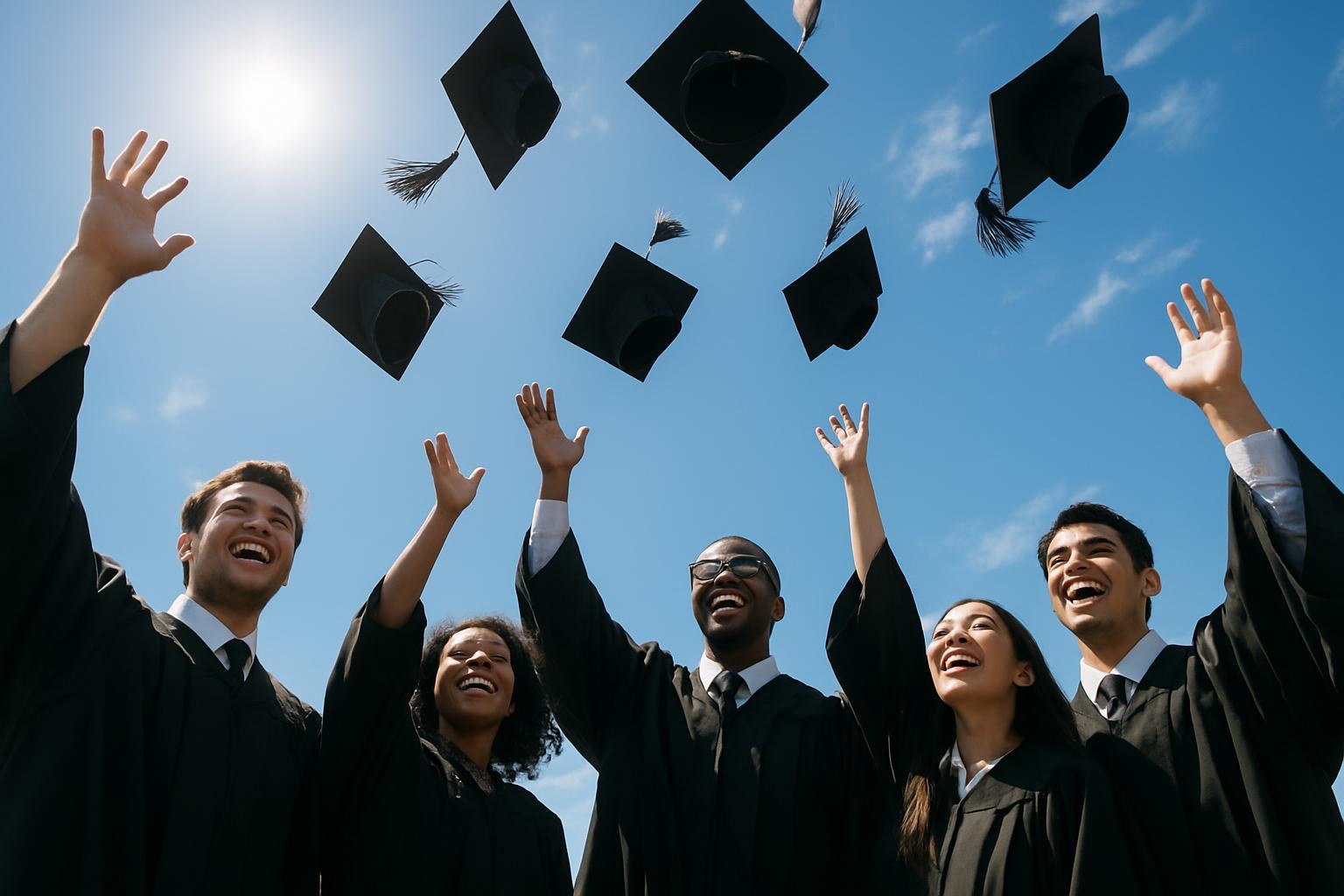 La remise de diplômes — le jeté de coiffes des business schools